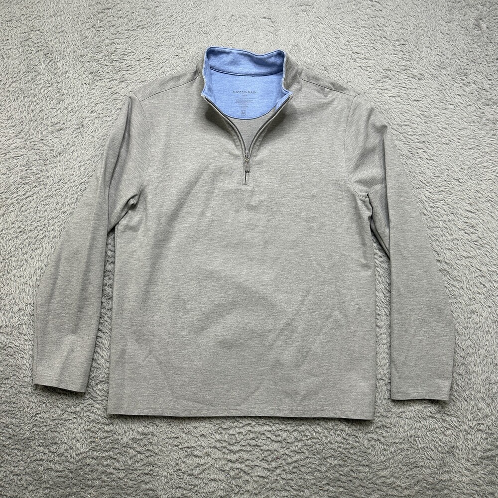 Mizzen Main 1/4 Zip Pullover Mens M Heather Gray Contrast Collar